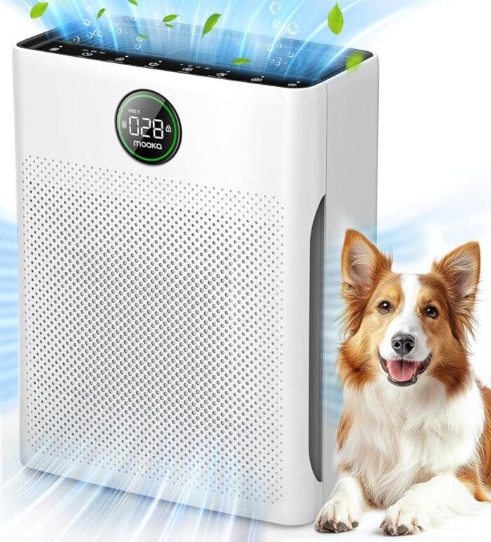 Air Purifiers for Home Large Room up to 2200sq.ft, MOOKA Air purifier for Home Pets with Washable Filter, PM 2.5 Display Air Quality Sensor Air Cleaner for Bedroom, Dorm room,…
