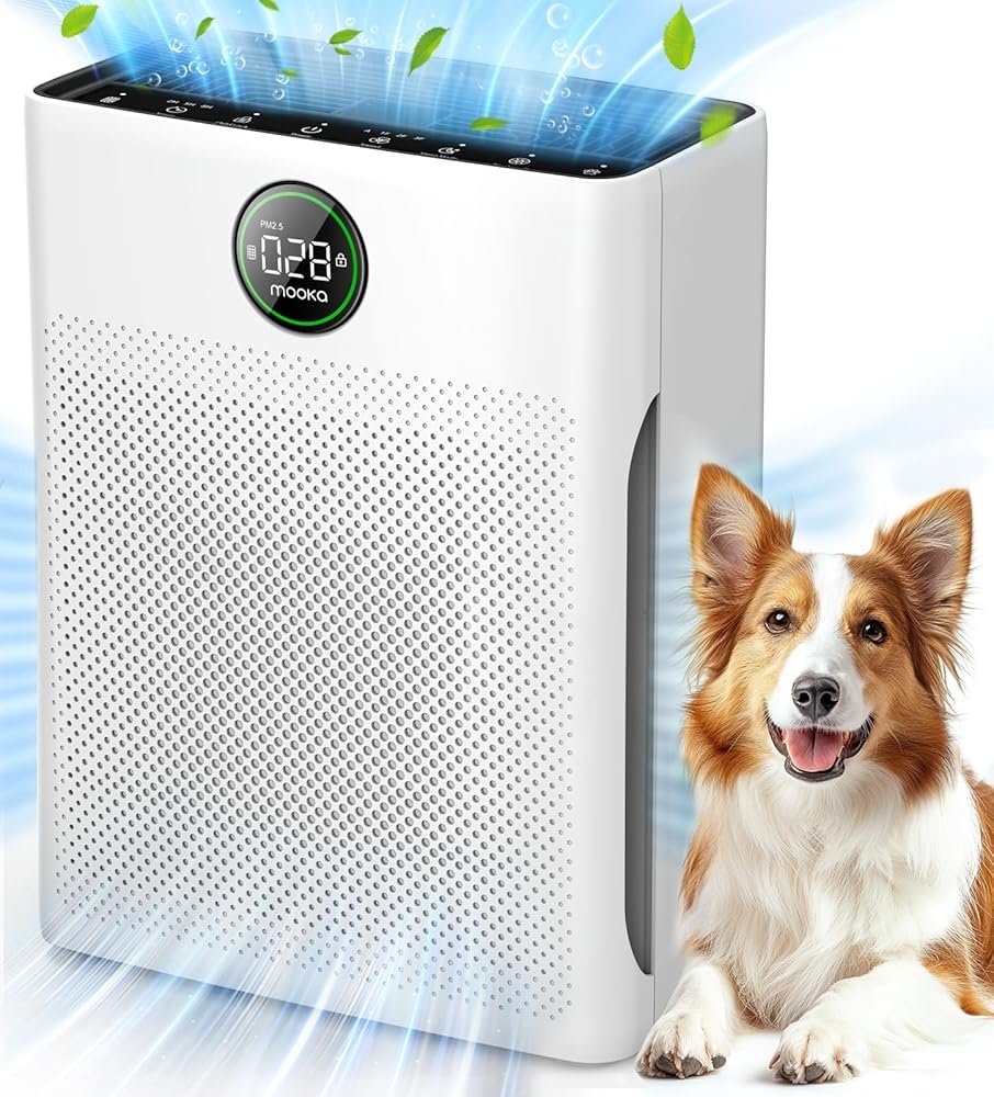 Air Purifiers for Home Large Room up to 2200sq.ft, MOOKA Air purifier for Home Pets with Washable Filter, PM 2.5 Display Air Quality Sensor Air Cleaner for Bedroom, Dorm room,…
