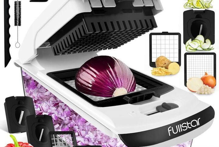Fullstar Vegetable Chopper and Spiralizer - Food Chopper with Container, Fruit Slicer, Kitchen Gadgets & Accessories, Home Essentials (4 in 1, White)
