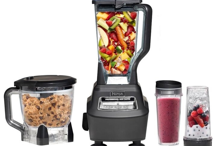 Ninja Blender, Mega Kitchen System, 1500W, 4 Functions for Smoothies, Processing, Dough, Drinks & More, with 72 Blender Pitcher, 64 Processor Bowl, 2 Nutri Cups + Lids, Black,...